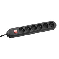 BACHMANN SMART socket strip 6x earthing contact, switch, black, 5 m