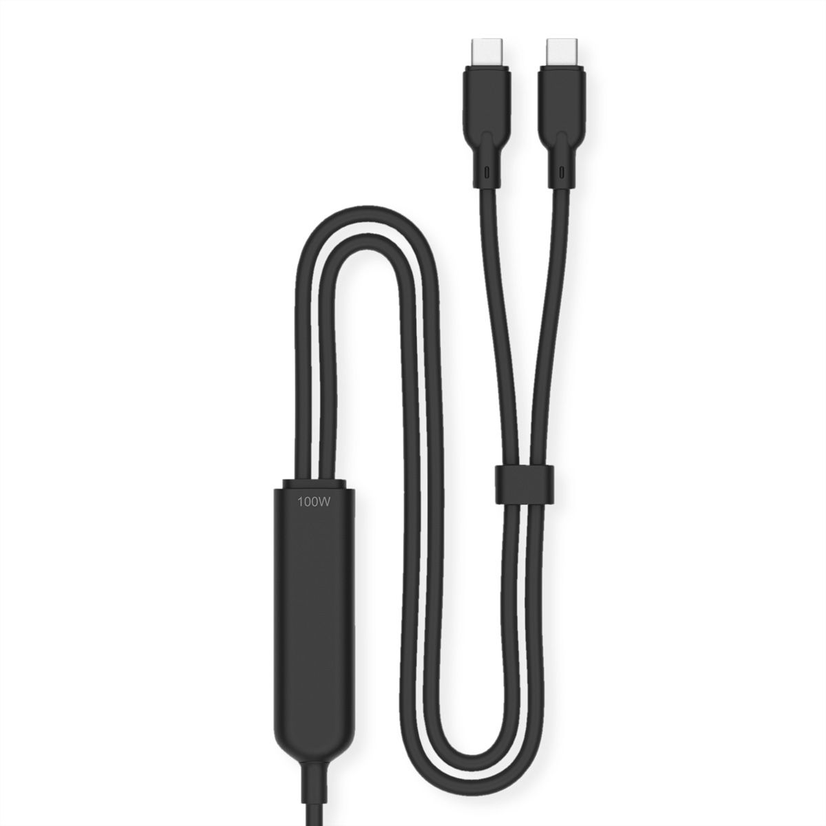 VALUE USB 2.0 Y-Splitter Charging Cable, 1x C to 2x C, max. 100W, black, 1.8 m