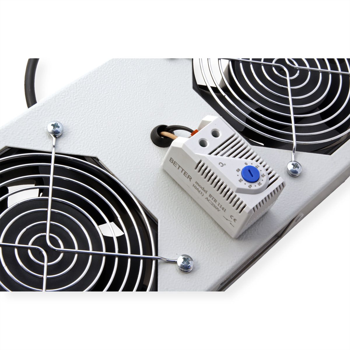 ROLINE Fan unit 2 fans, thermostat, for 19-inch wall housing grey