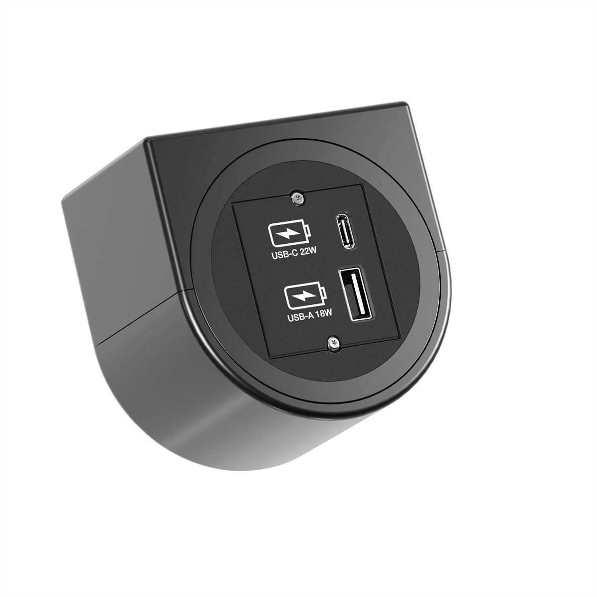 BACHMANN PIX HOLDER SINGLE, 1x USB A/C, ISV, schwarz, 0,2 m