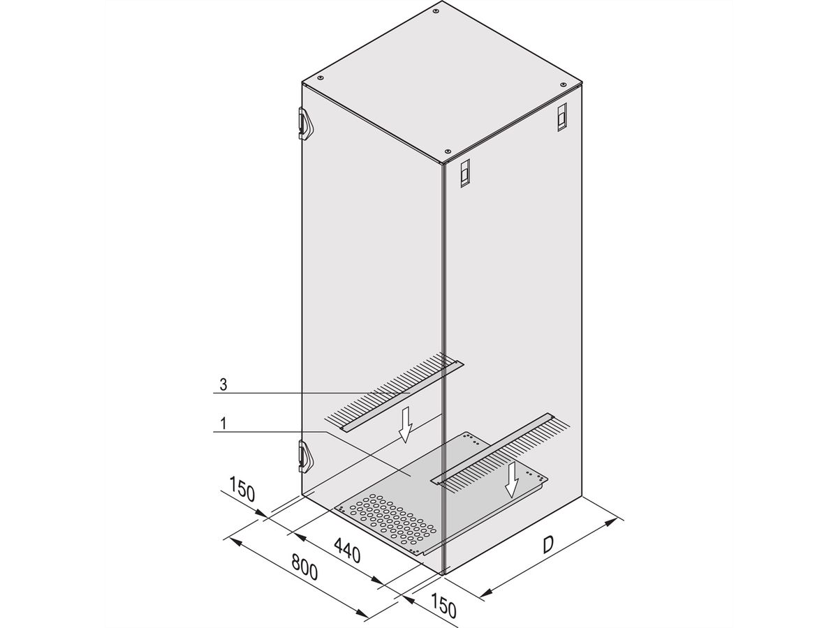 SCHROFF Varistar IP 20 and IP 55 Base Plate for Side Cable Ducting, 800D