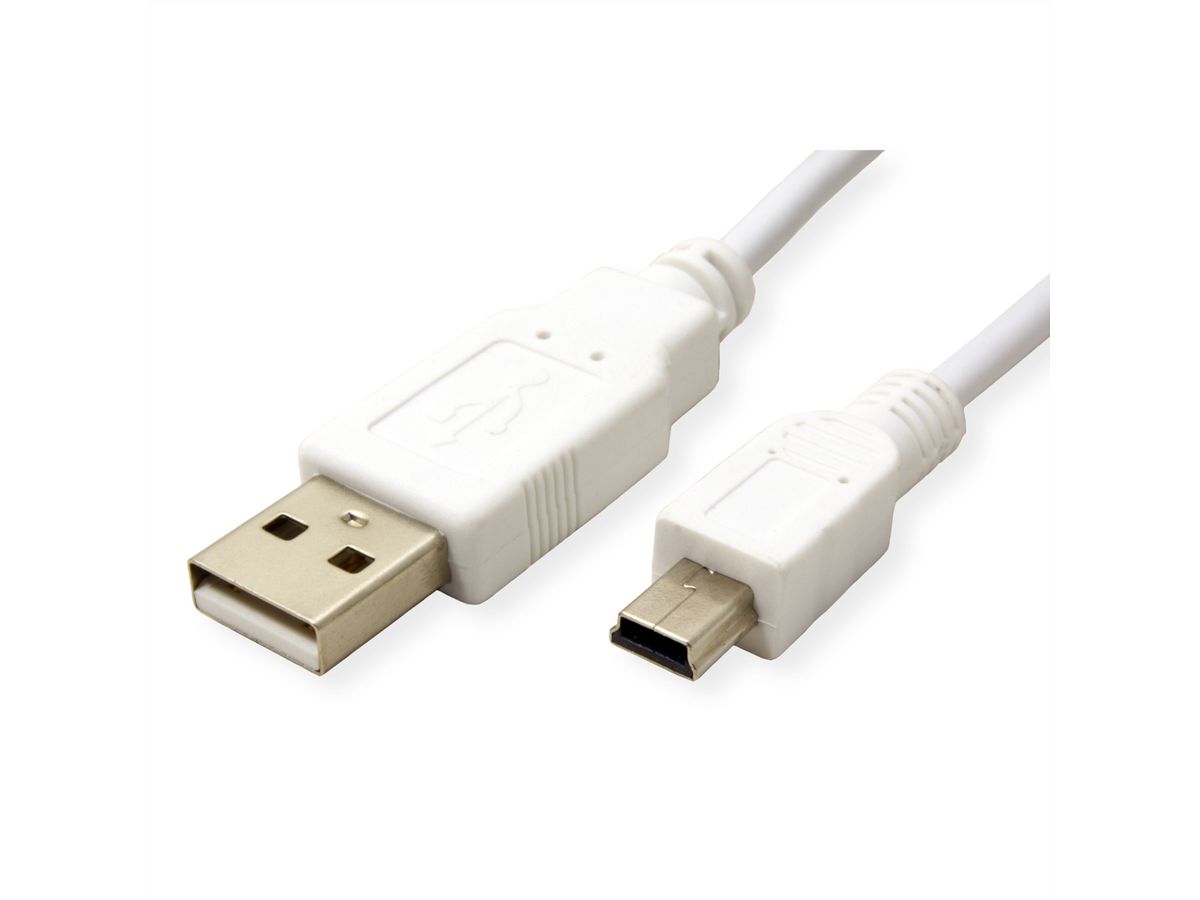 VALUE USB 2.0 kabel, type A - 5-Pin Mini, Typ A 5 Pin Mini , wit, 1,8 m