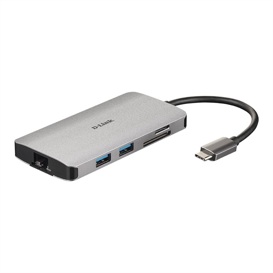 D-Link DUB-M810 USB-C 8-poorts USB 3.0 Hub HDMI, Ethernet, kaartlezer, voeding