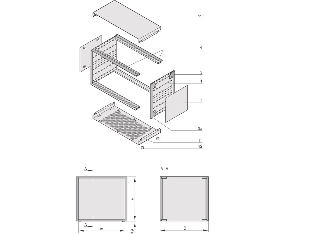 SCHROFF RatiopacPRO, Desktop Case, Retrofittable Shielding, Front Trim, 4 U, 64 HP, 255 mm