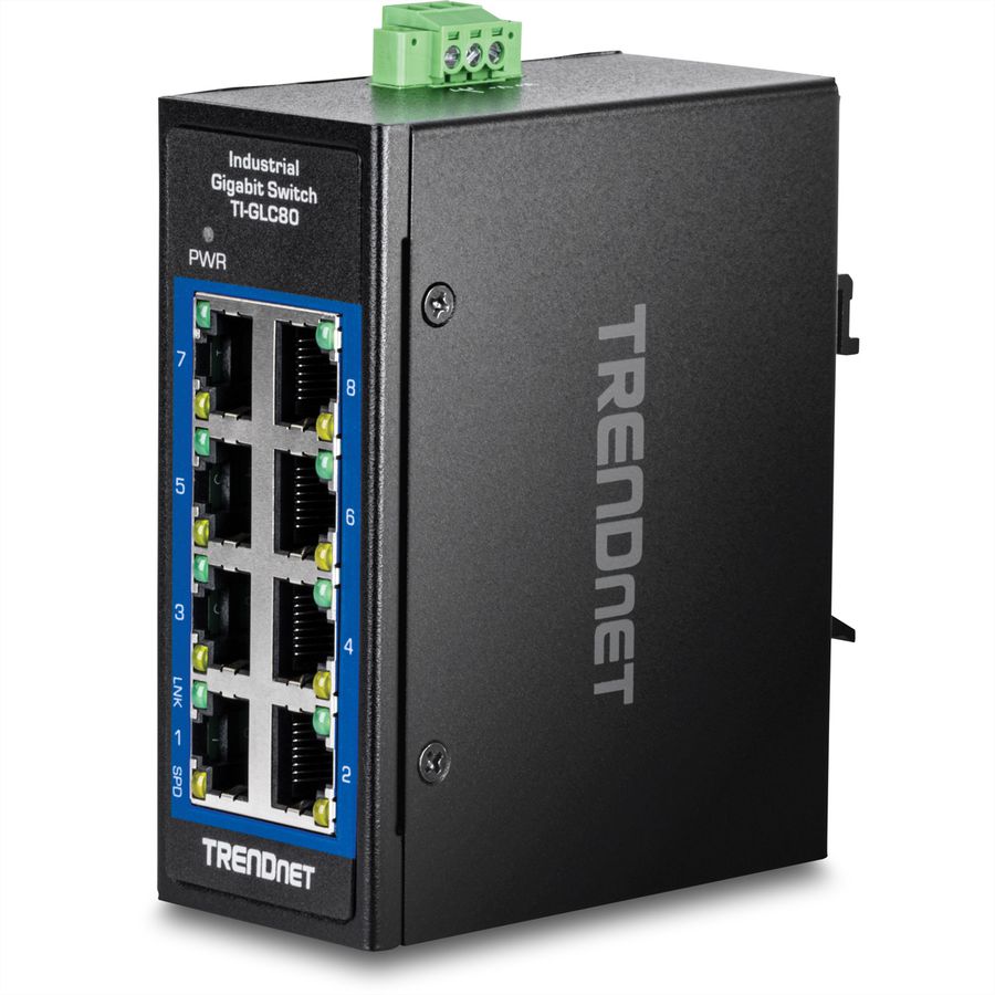TRENDnet TEG-S3160 8-Port Industrial Gigabit DIN-Rail Mini Switch
