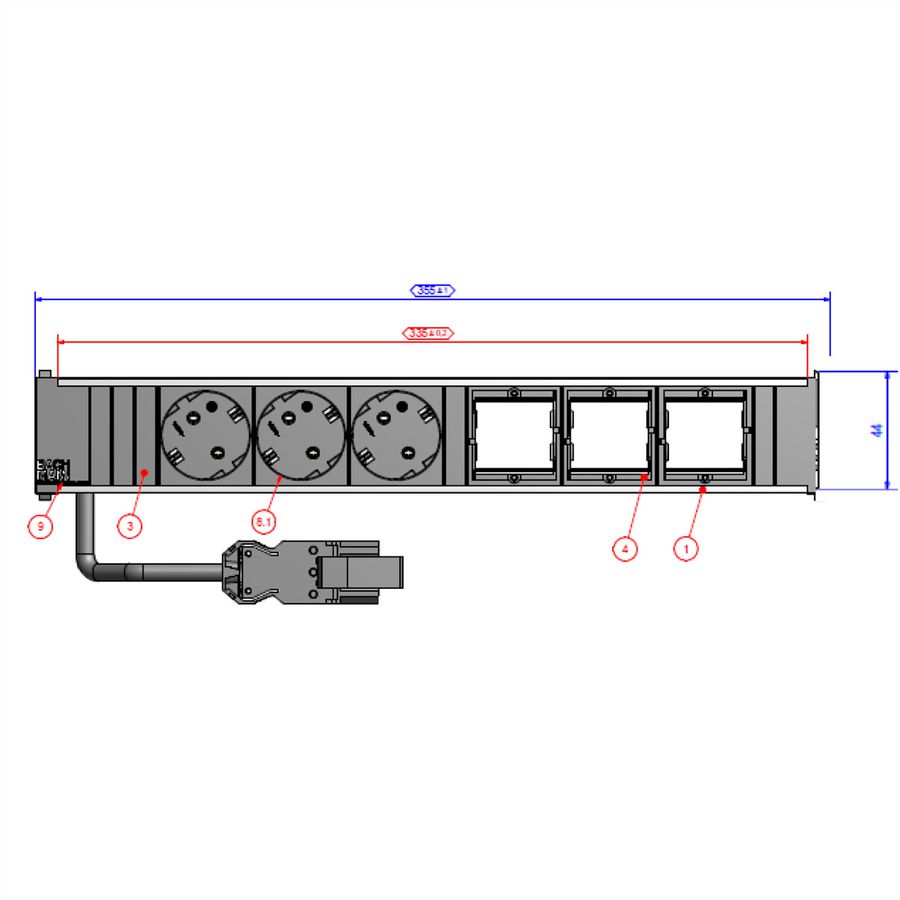 BACHMANN CONI Groot 3x geaard stopcontact 3x ABD