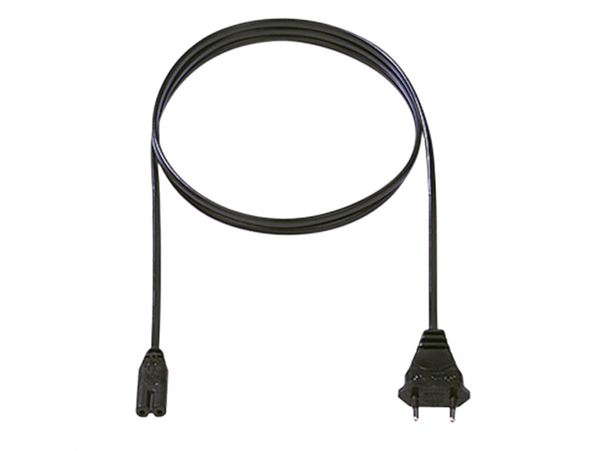 BACHMANN C7 voedingskabel 2x0,75 zwart. 1,5m, H03VVH2-F Per stuk verpakt