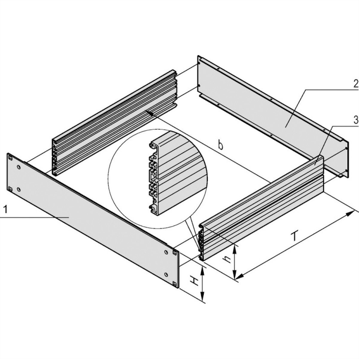 SCHROFF MultipacPRO 19" Chassis Basic Kit, 1 U, Depth 220 mm