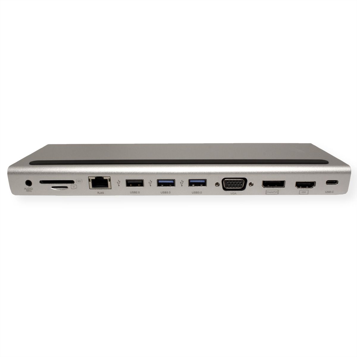 VALUE USB-C Multiport Docking Station, 4K HDMI/DP, VGA, USB, Kaartlezer, PD, LAN, Audio