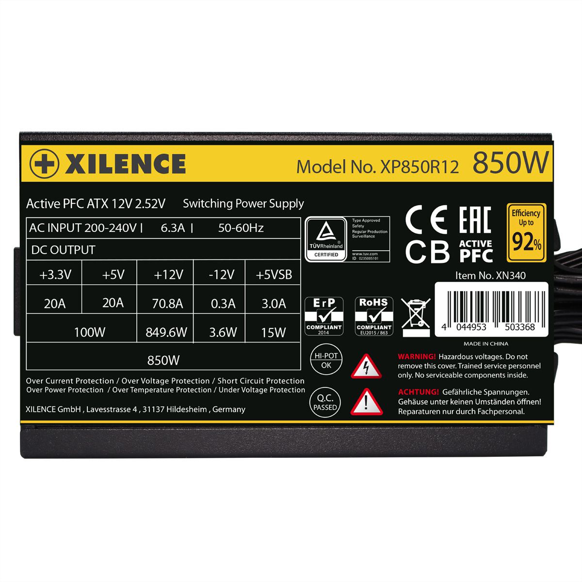 Xilence XP850R12 850W PC power supply, Meet 80+ Gold, Gaming, ATX