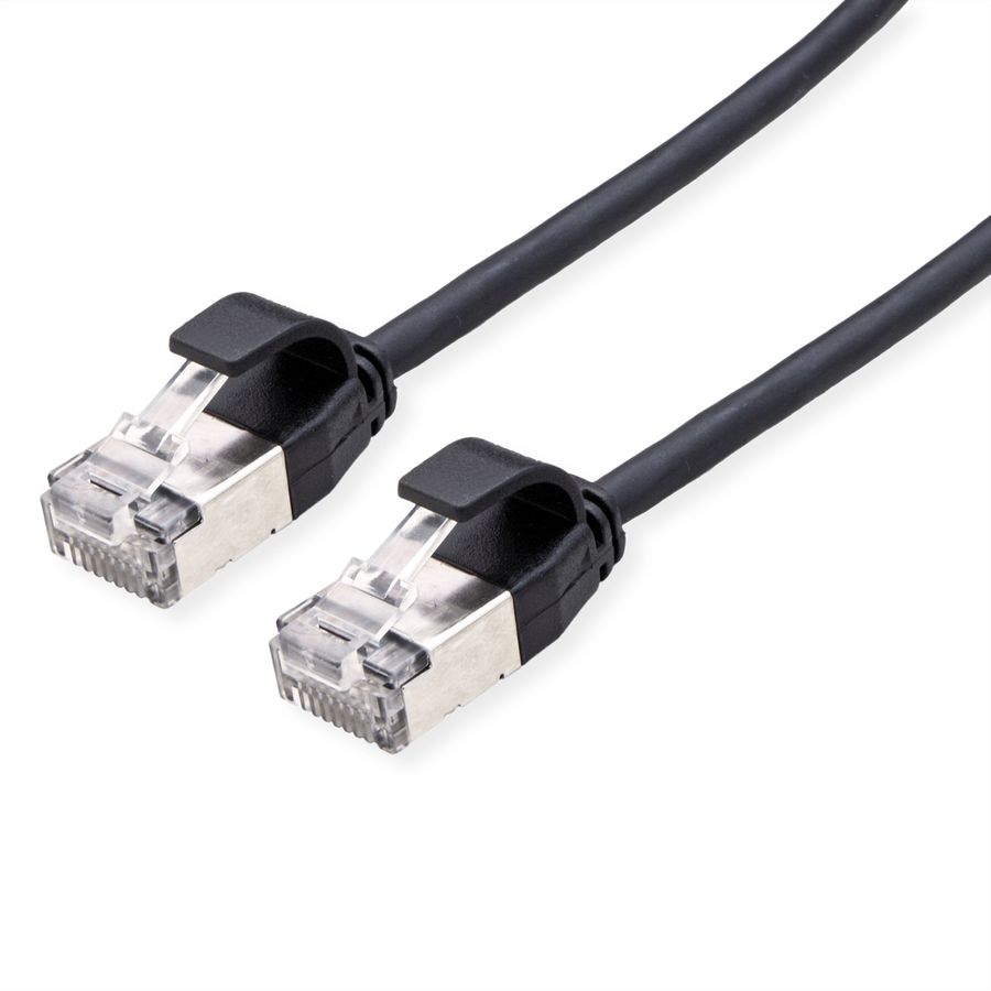ROLINE F/UTP DataCenter Patchkabel Cat.6A (Class EA), LSOH, extra dun, zwart, 0,15 m