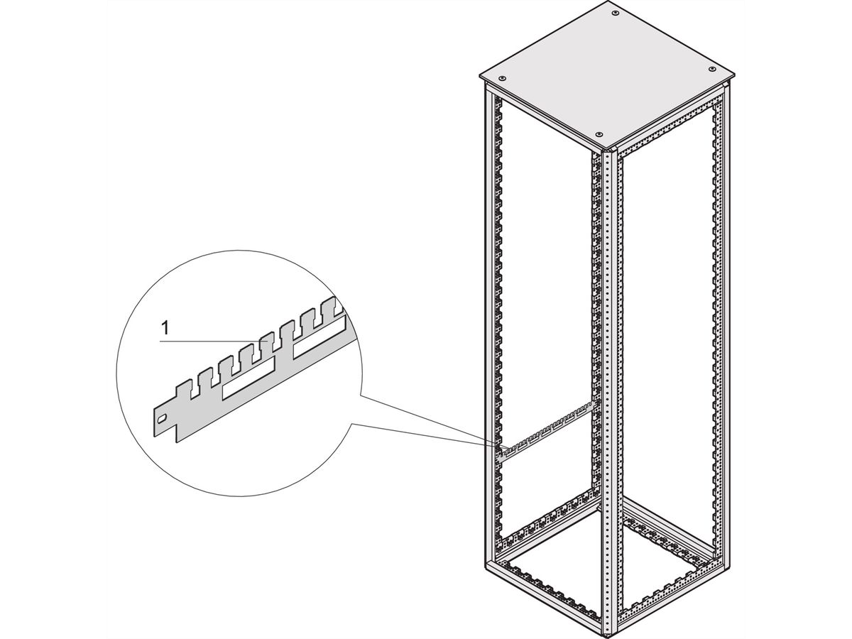 SCHROFF Varistar Cable Support Rail for Cabinet Depth, RAL 7021, 600D