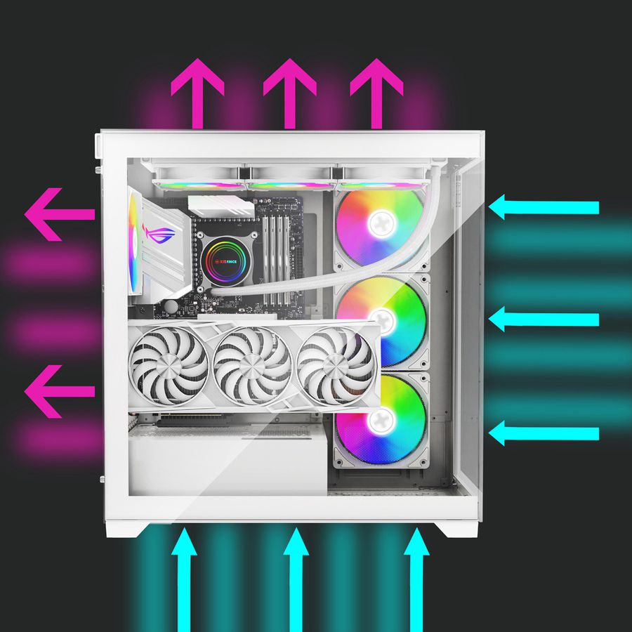 XILENCE Xilent Gleam X818.W.ARGB Gaming ATX PC-behuizing wit, RGB ATX Midi Tower