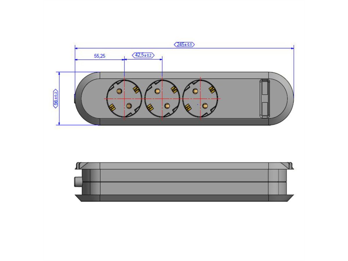 BACHMANN SMART 3x geaard contact 2x USB oplader, 5VDC 3,1 A  , wit