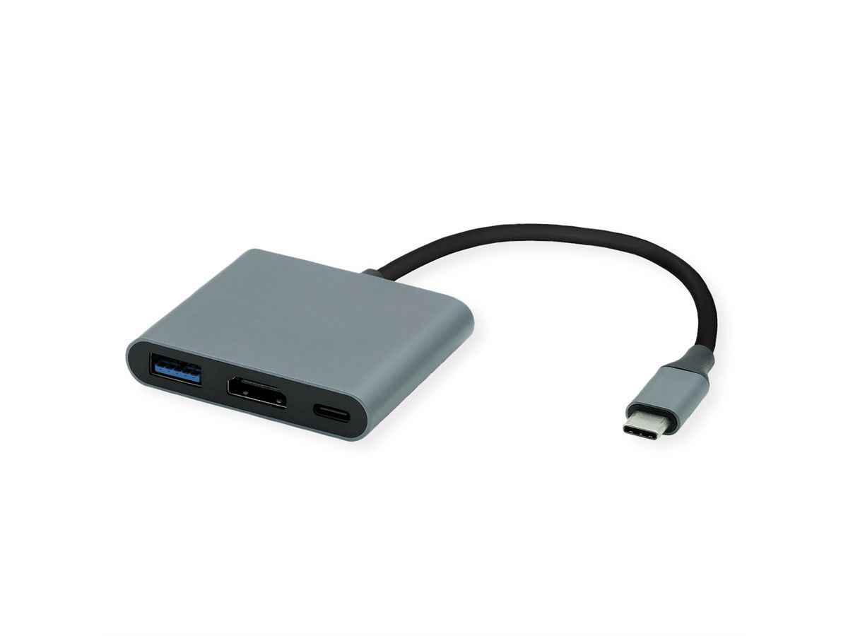 ROLINE Type C - HDMI Adapter, M/F, 1x USB 3.2 Gen 1 A, 1x Type C (Power Delivery)
