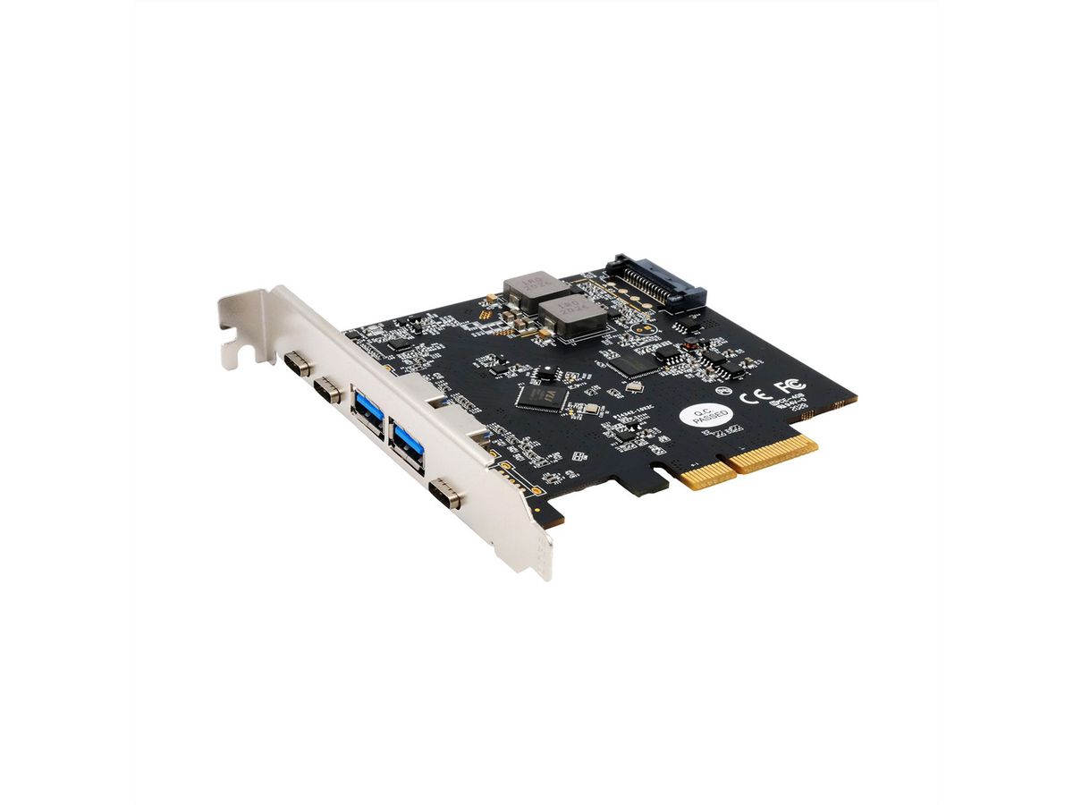EXSYS EX-12007 5-poorts USB 3.2 Gen2 PCIe kaart 2x USB-A en 3x USB-C
