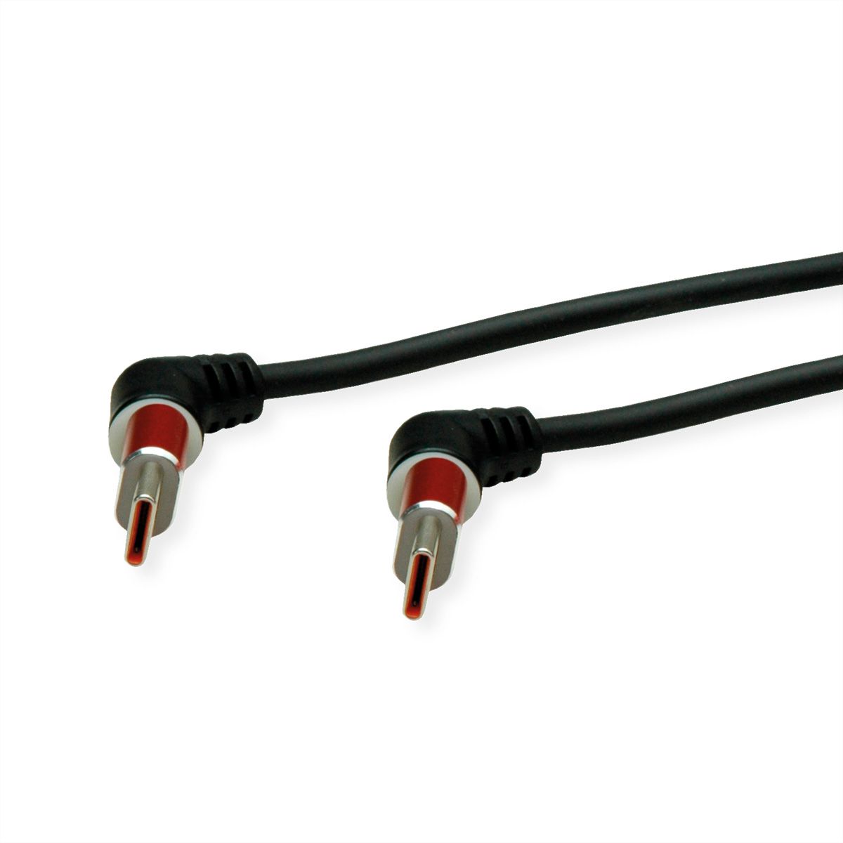 ROLINE 360° Rotation USB 2.0 Cable, C - C, M/M, 60W, Red Black, 1 m