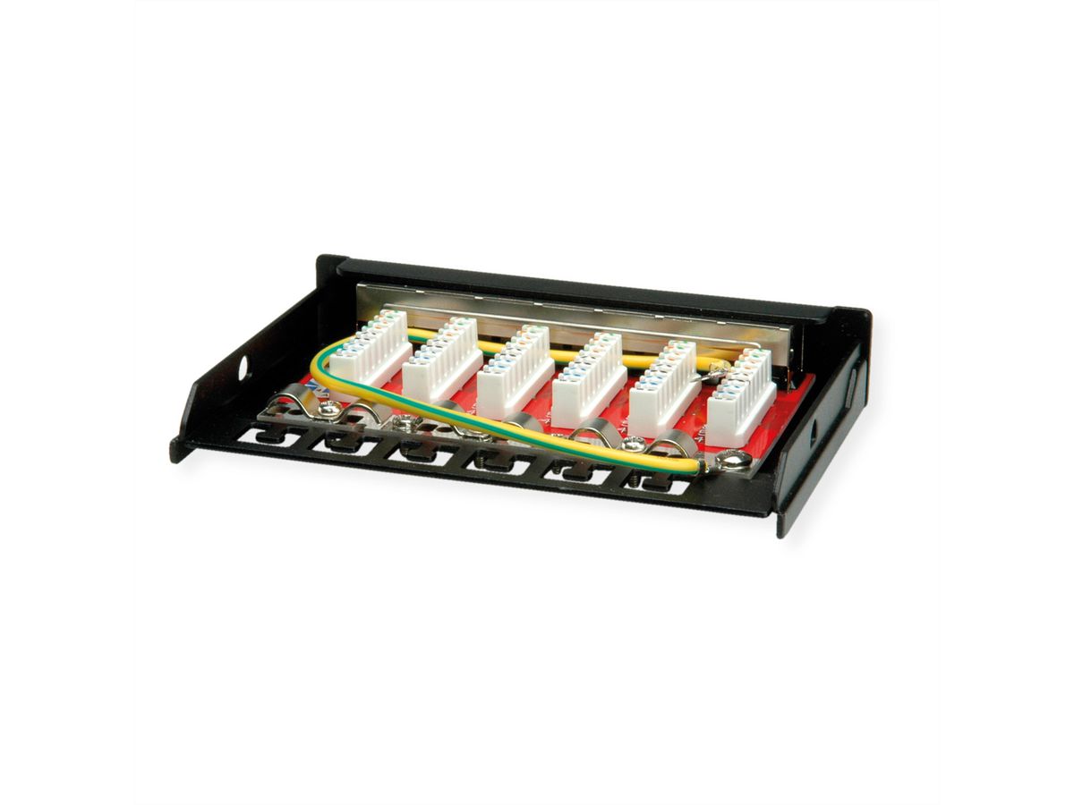ROLINE Mini Patchpanel, Cat.6A/Cl.EA, 0.5U, 6x RJ45 ports, shielded, black