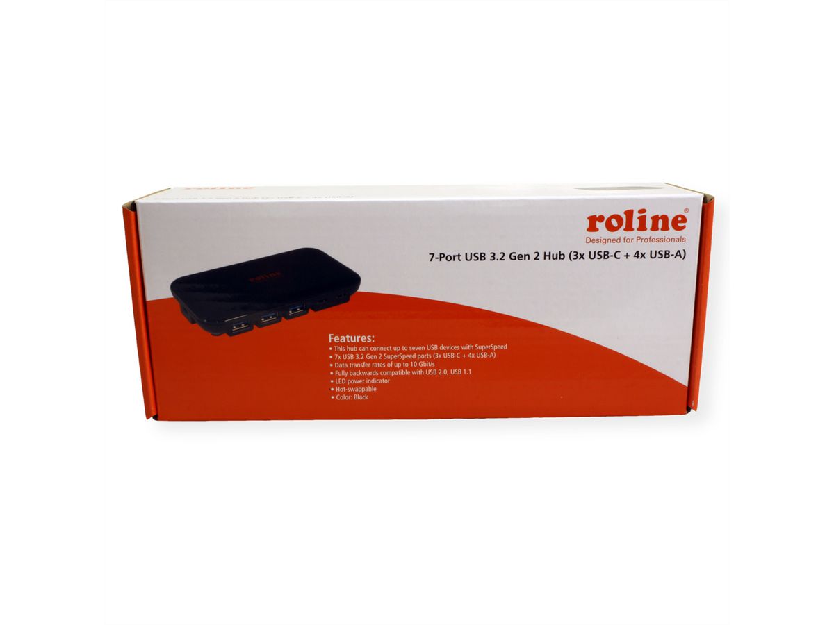 ROLINE USB 3.2 Gen 2 Hub, 7 Ports, (3x Type C + 4x Type A)