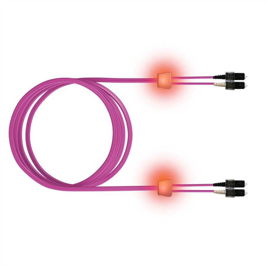 EasyLan Patch cables LED-Duplex 50/125µm OM4, SC/SC, violet, 1 m