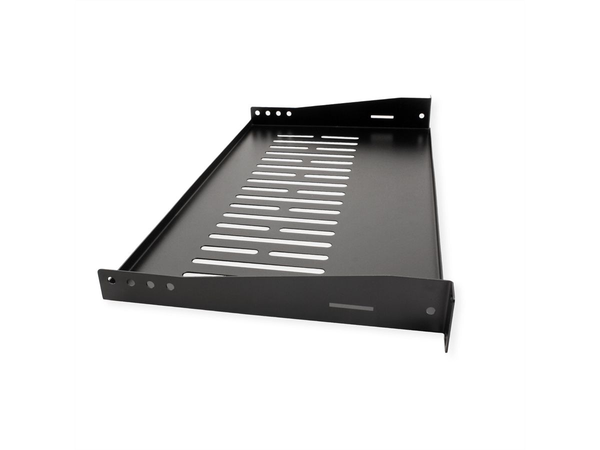 VALUE 19"-Fixed Shelf, 440 x 250mm, max. 10kg, 1U, U-Shape, black