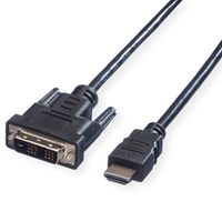 VALUE DVI Cable, DVI (18+1) - HDMI, M/M, black, 1 m