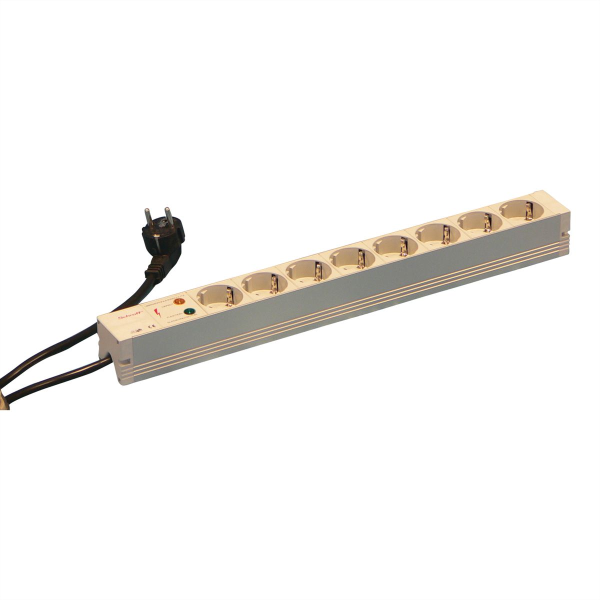 SCHROFF contactdoosstrook, SCHUKO, 8 contactdozen, 19", met transiëntbeveiliging