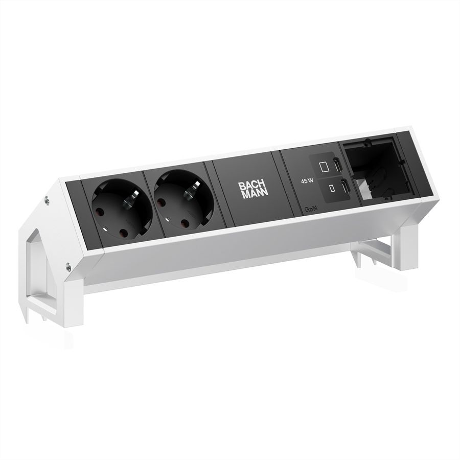BACHMANN DESK2 2xCEE7/3 1xUSB C/C 45W, 1xCM L=0.2m INOX