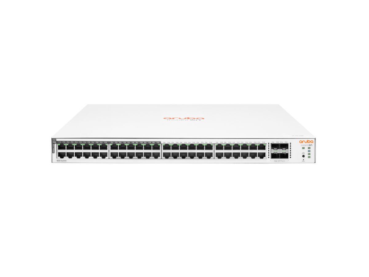 Hewlett Packard Enterprise Aruba Instant On 1830 48G 24p Class4 PoE 4SFP 370W Managed L2 Gigabit Ethernet (10/100/1000) Power over Ethernet (PoE) 1U