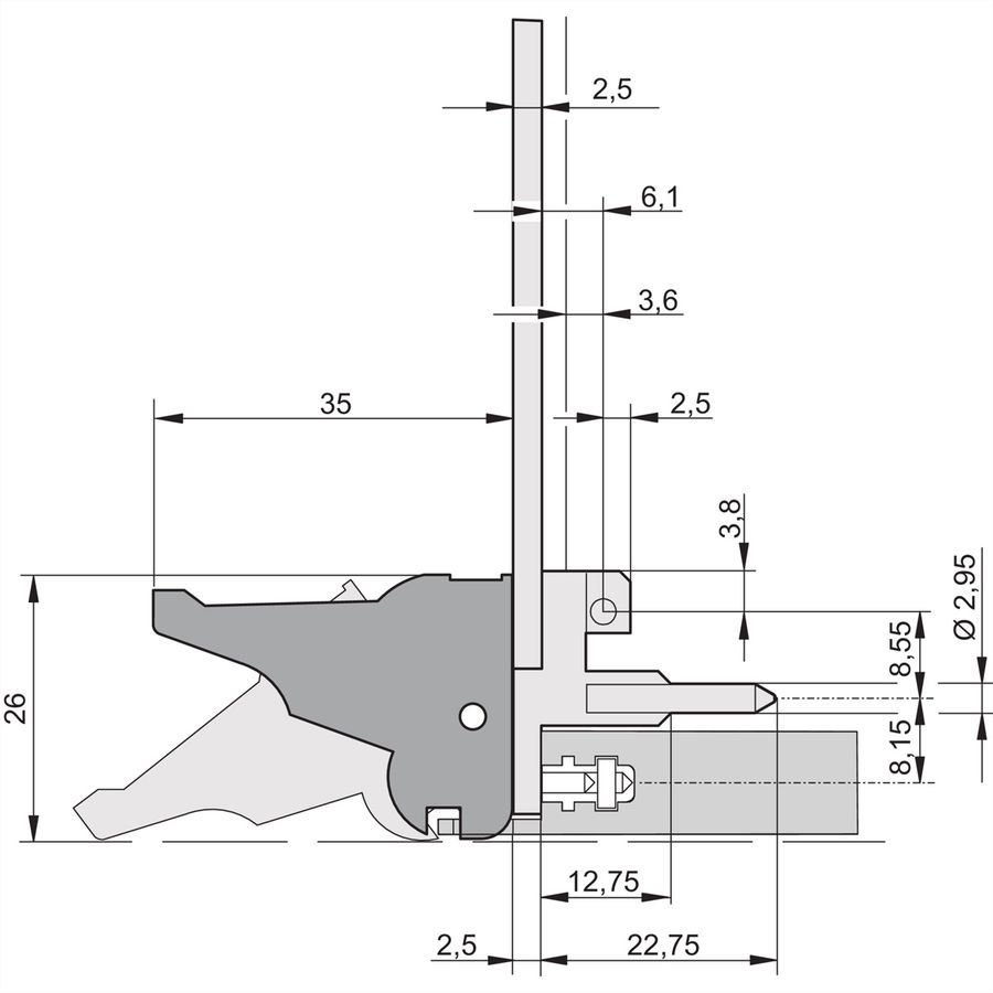 SCHROFF Inserter/Extractor handgreep type IEL, zwarte hendel, grijze knop, top, 10 stuks