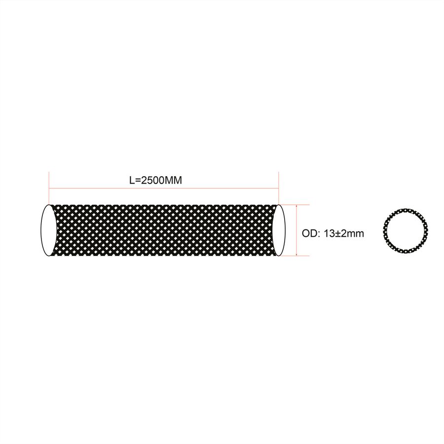 ROLINE PVC weefselslang voor kabelgeleiding, zelfsluitend, zwart, 2,5 m