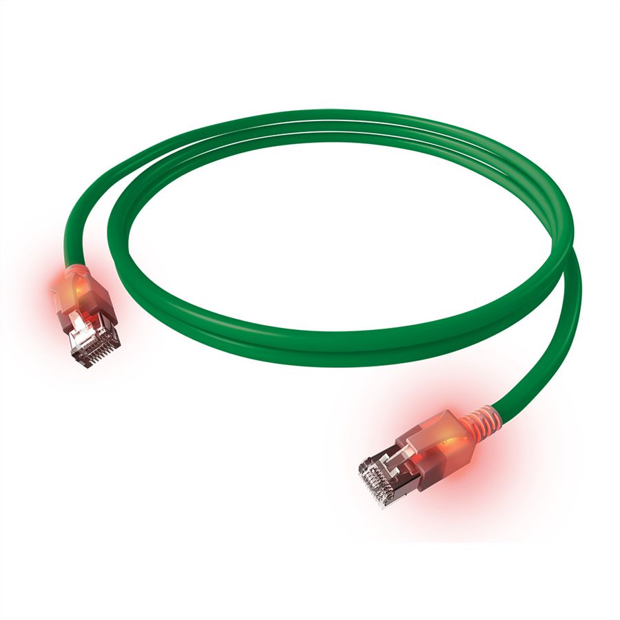 EasyLan S/FTP DualBoot® LED Kabel Cat.6A (Class EA), LSOH, groen, 1,5 m