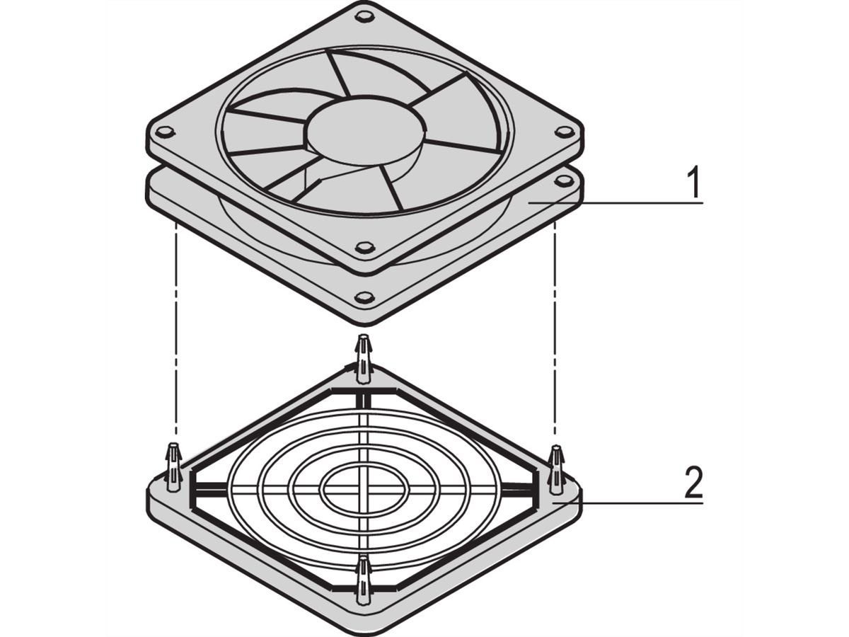 SCHROFF VARISTAR Ventilator met veiligheidsgaas, 38mm, 230V