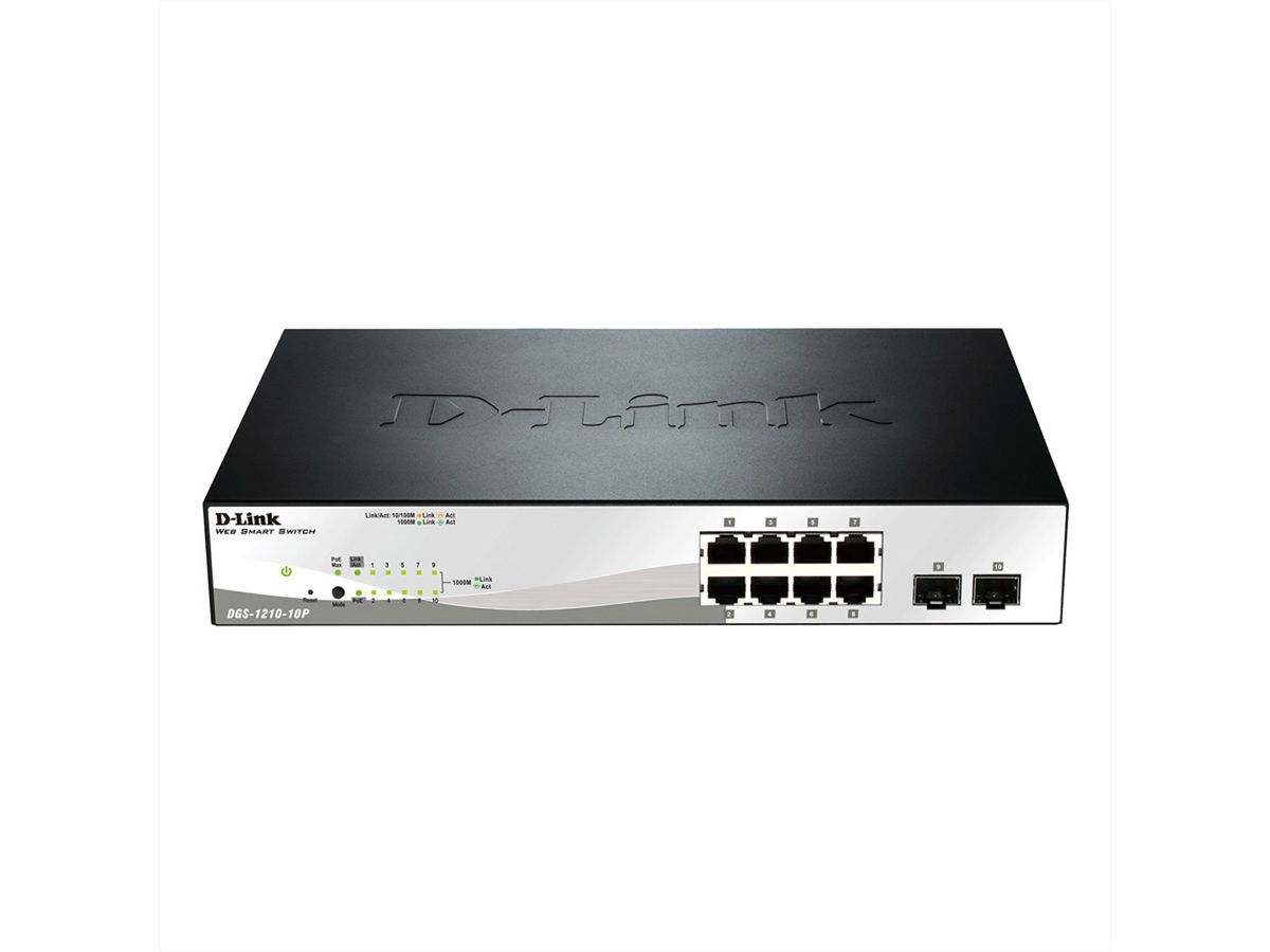 D-Link DGS-1210-10P 10-Poorts Web Smart Gigabit PoE Switch