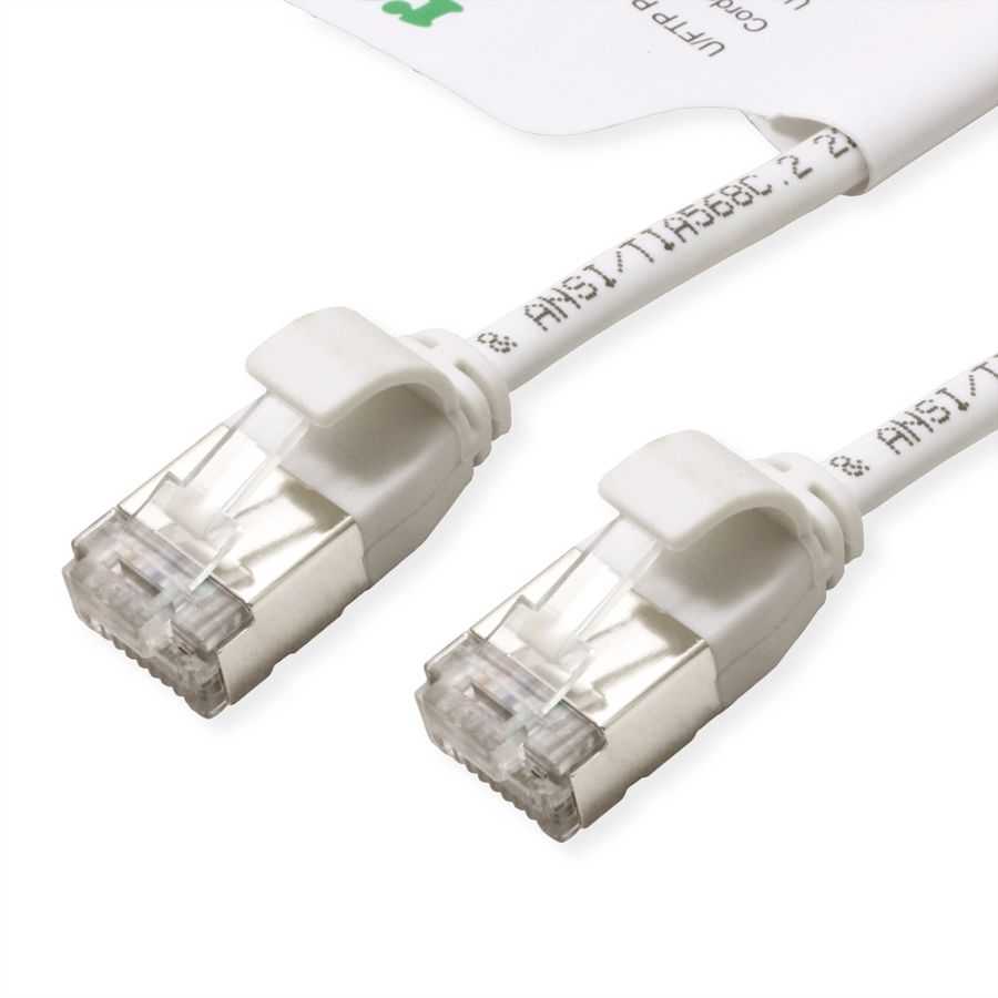 ROLINE GREEN F/UTP DataCenter Patchkabel Cat.6A (Class EA), LSOH, extra dun, wit, 0,15 m