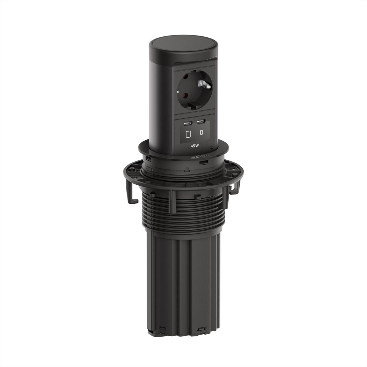 BACHMANN ELEVATOR2 1xCEE7/3, 1xUSB C/C 45W RAL9005 2.0 m AEH