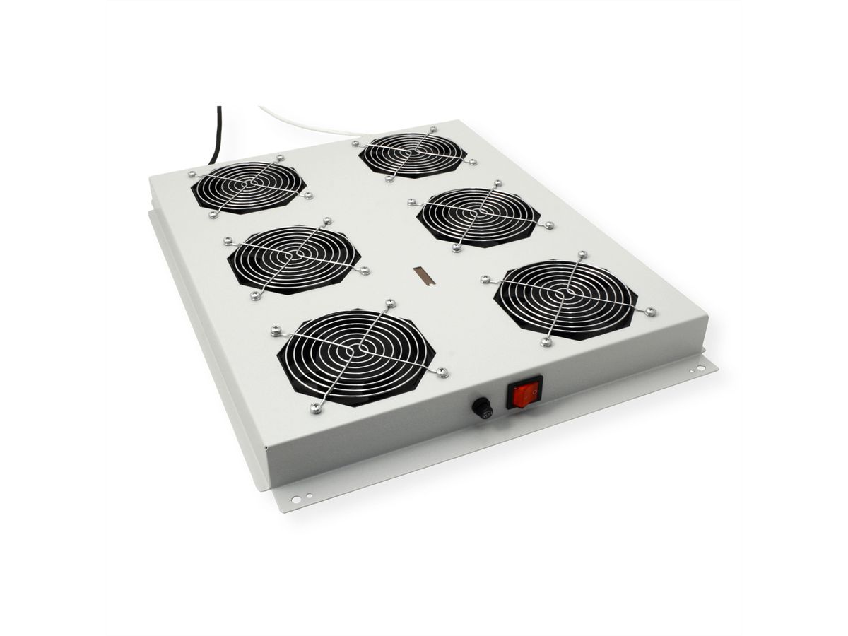ROLINE 19-inch roof-mounted fan unit 6 fans, Thermostat grey