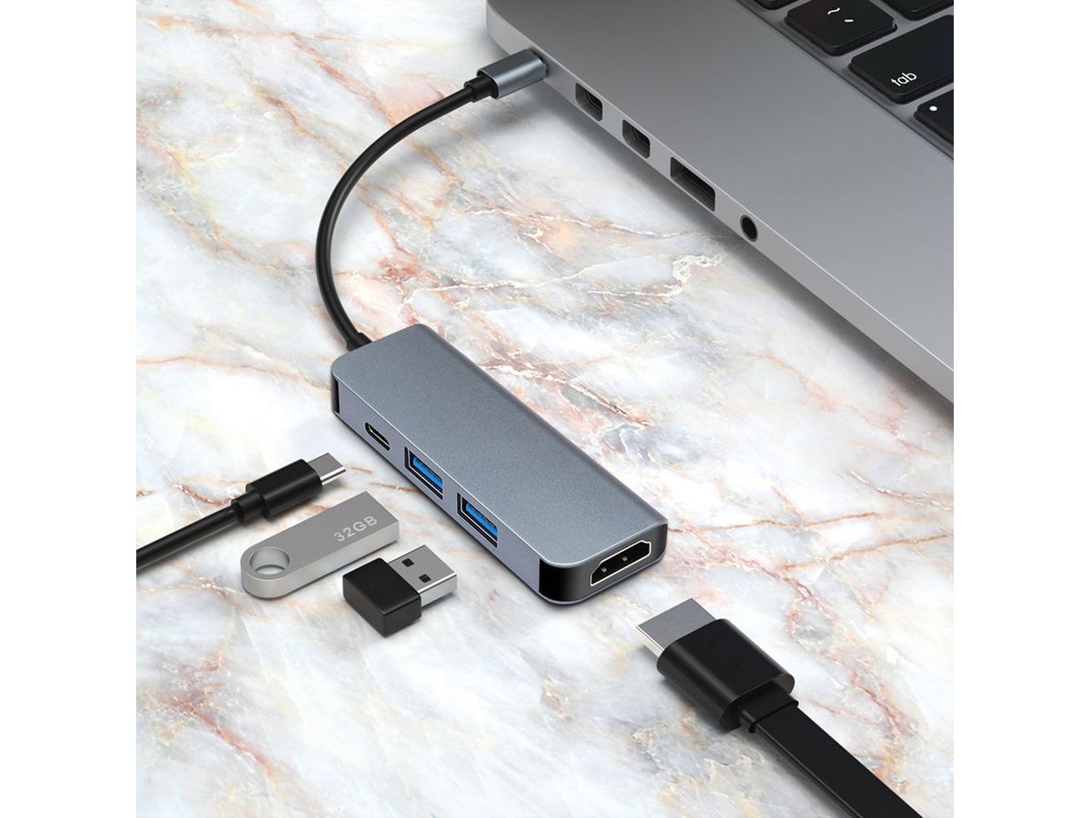 VALUE Dockingstation Type C, 1x HDMI 4K30, 1x USB 3.2 Gen1 Type A, 1x USB 2.0 Type A, 1x Type C PD (Power Delivery)