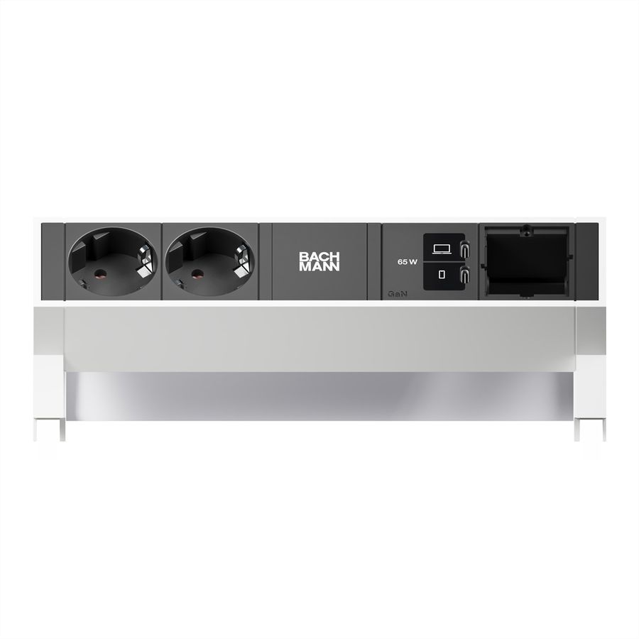 BACHMANN DESK2 2xCEE7/3 1xUSB C/C 65W, 1xCM L=0.2m RAL9010