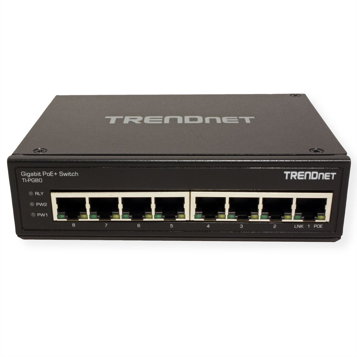 TRENDnet TI-PG80 8-Port Industrial Gigabit PoE+ DIN-Rail Switch