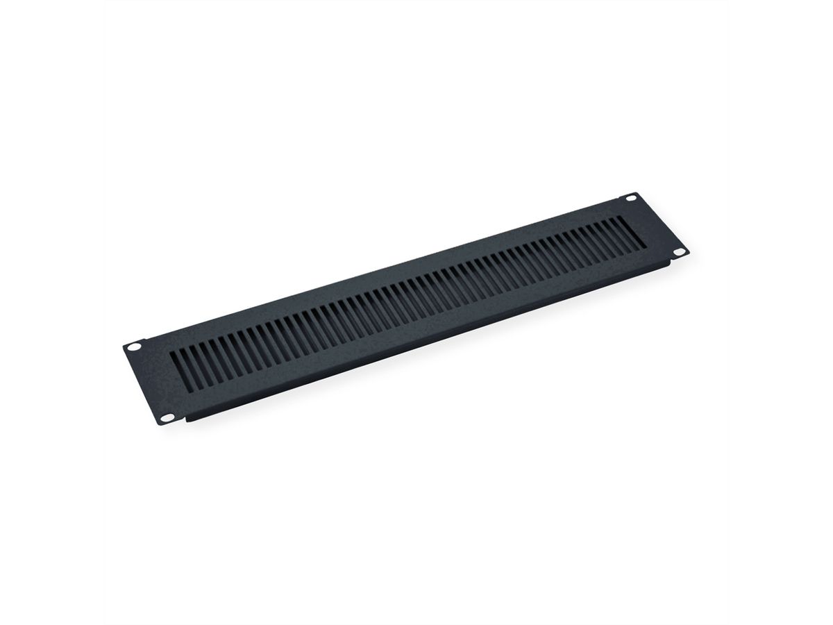 19” Rack Front Ventilation Panel, 2U, Metal, RAL 9005 black