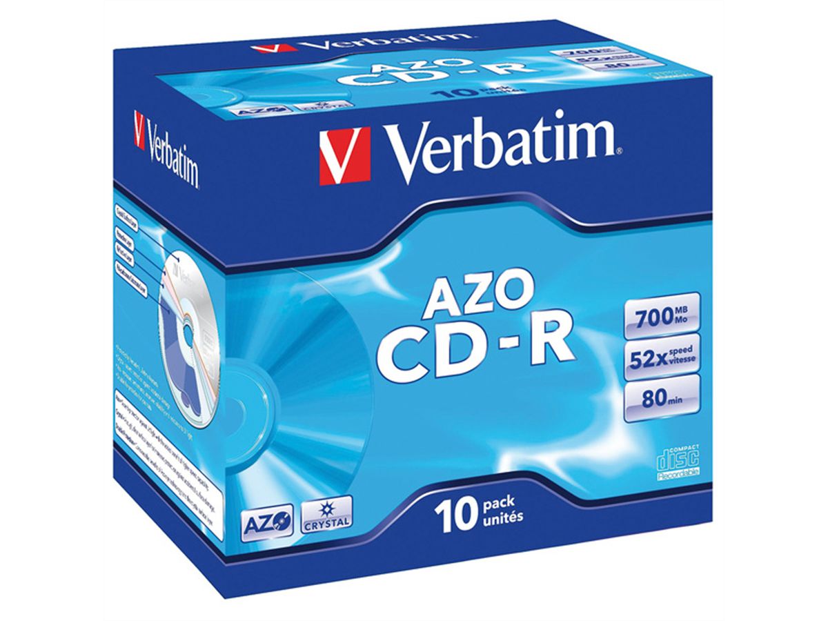 VERBATIM CD-R, 700MB/80Min., 10stuks JewelCase, 52x