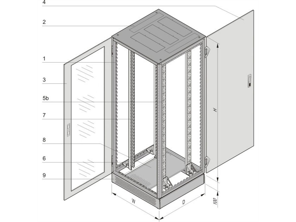 SCHROFF Varistar NET Plus Cabinet, RAL 7035, Side-by-Side, 47 U, 2200H, 800W, 1000D