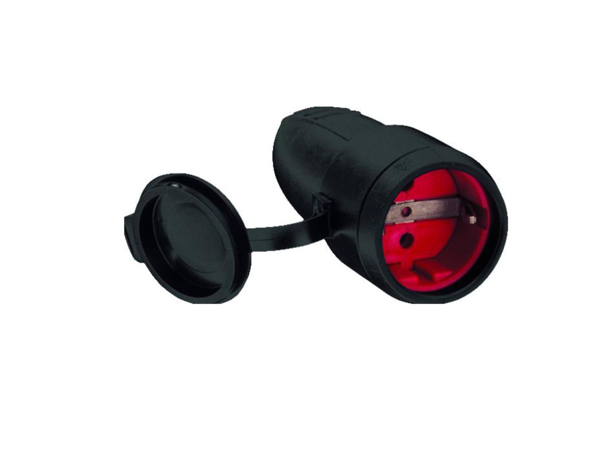 BACHMANN rubberen koppeling zwart, Rubber koppeling, zwart met deksel IP44