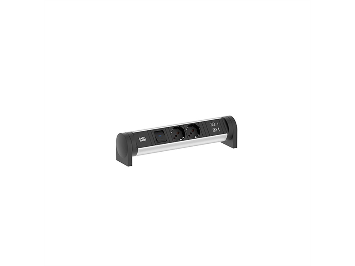 BACHMANN CYCLE Desk 2xP40 1xSwitch 1xUSB A/C 22W 0.2m GST18