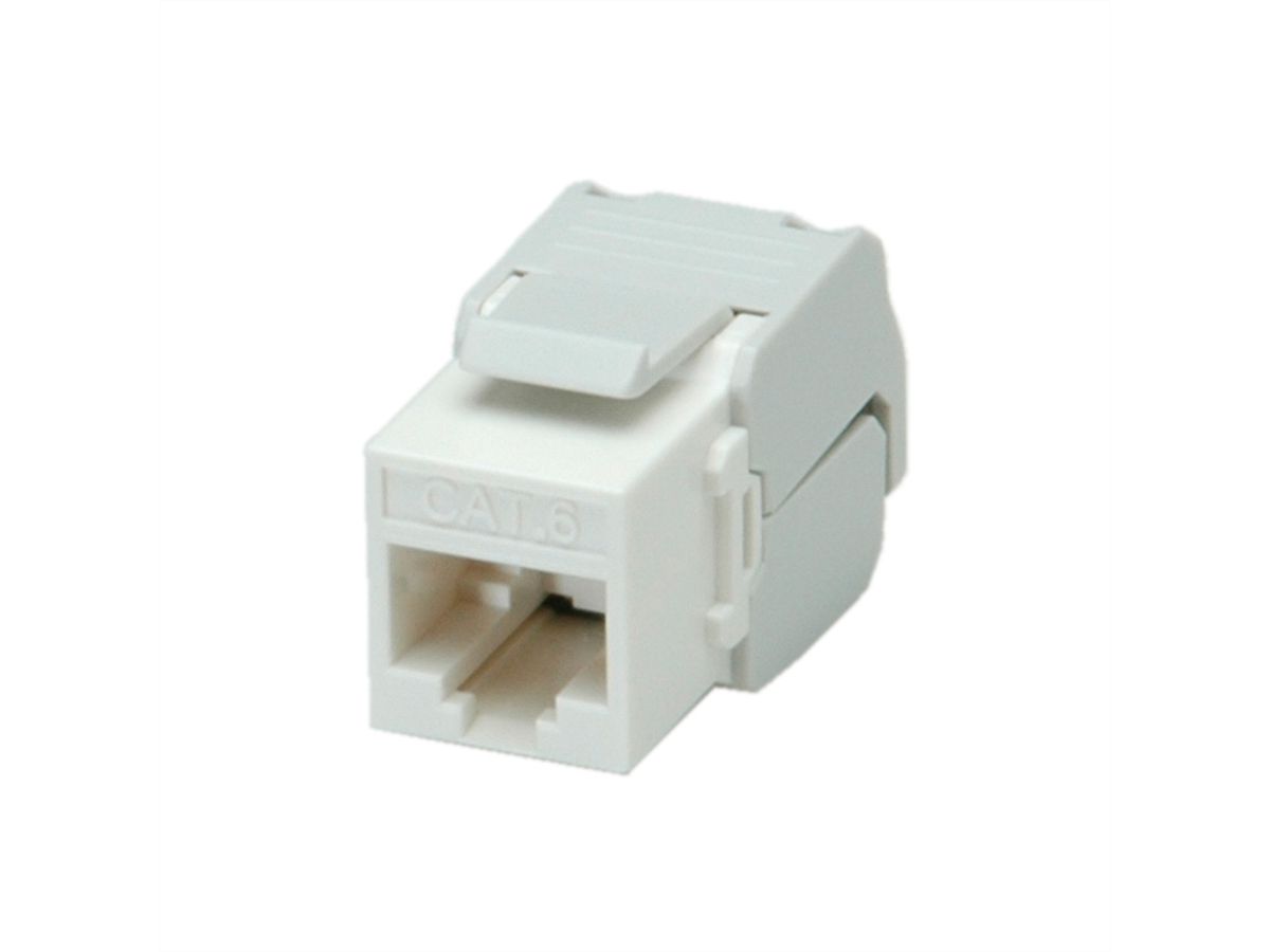 ROLINE Cat.6 (Class E) Keystone Jack, RJ-45, UTP, tool-free, white, white