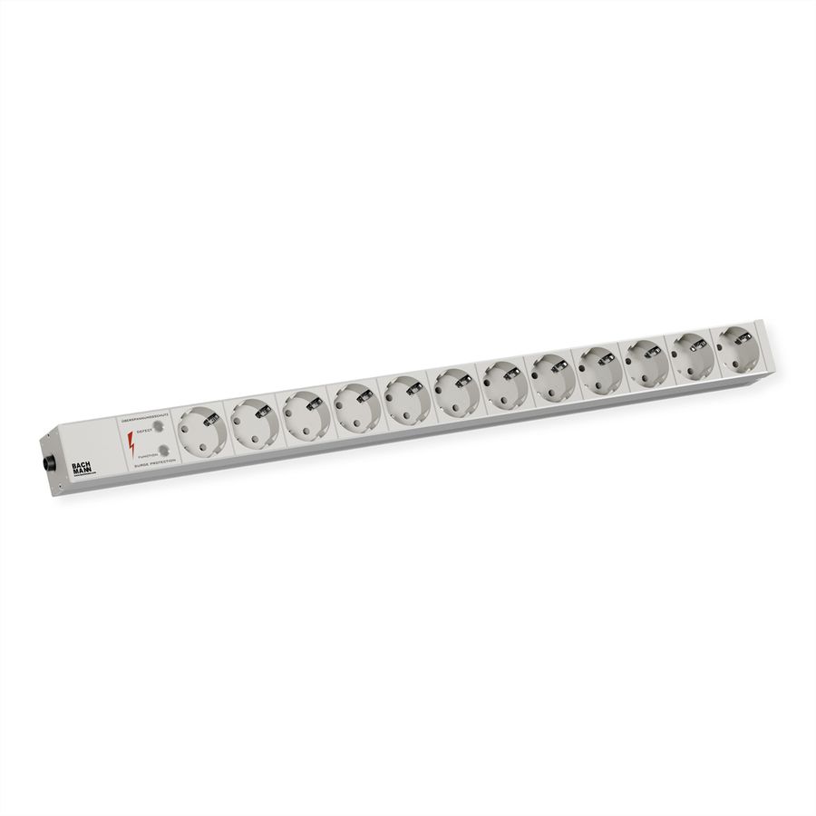 BACHMANN IT PDU ALU 1HE 12x geaard contact, stroomkabel met geaarde stekker