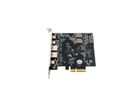 EXSYS EX-12007 5-poorts USB 3.2 Gen2 PCIe kaart 2x USB-A en 3x USB-C