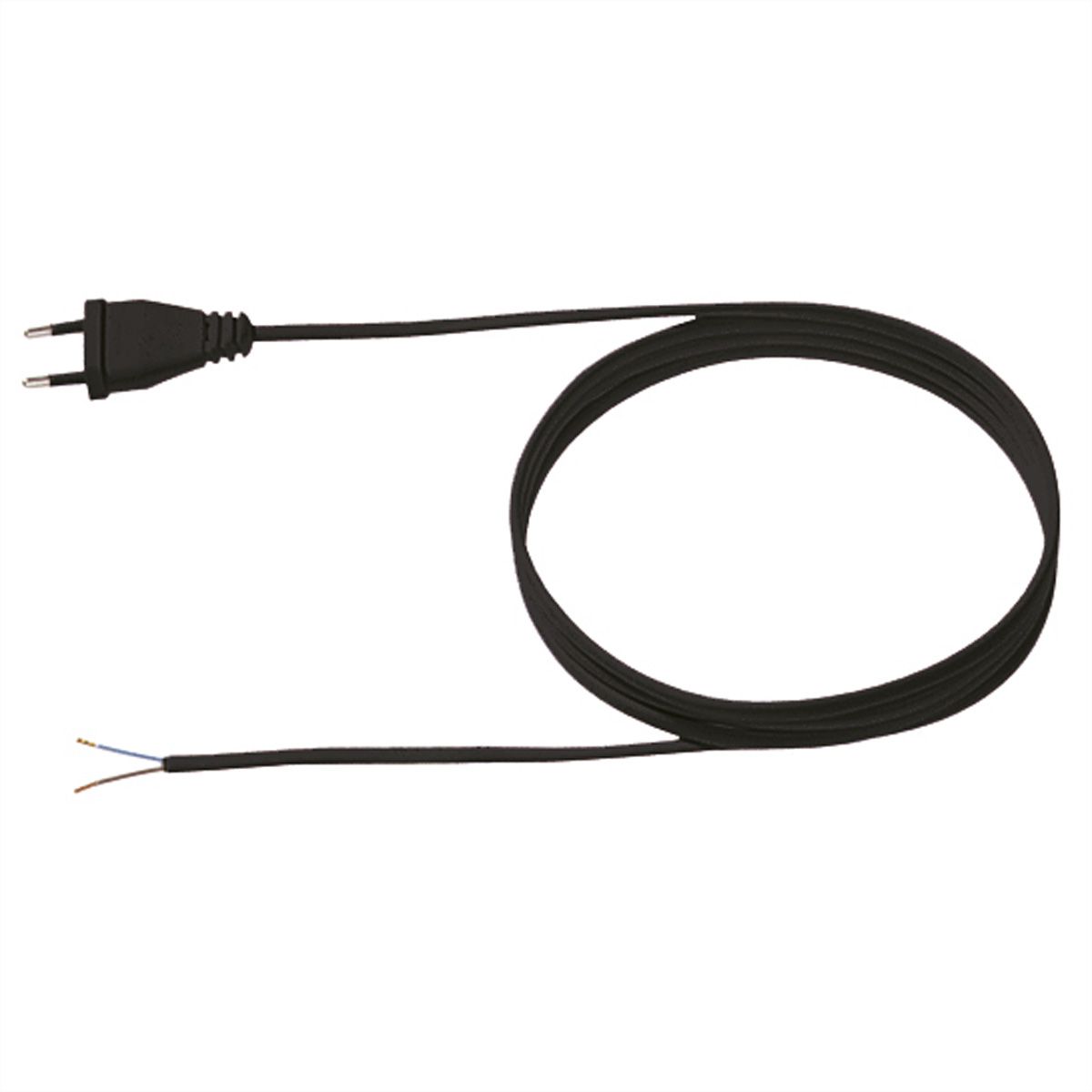 BACHMANN supply cable 2x0.75 2m black, H03VVH2-F Euro plug unpacked