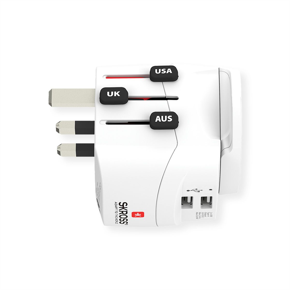 Skross PRO Light USB 2A - World with USB C cable, worldwide